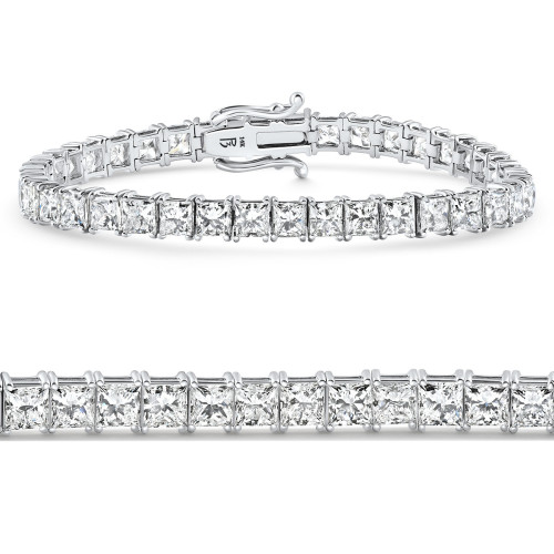 16.30Ct Princess Cut Diamond 7" Tennis Bracelet 14k Gold Lab Grown (E-F, VS)