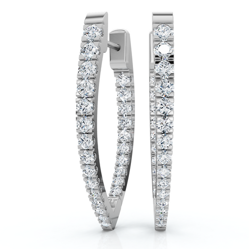 .90Ct Diamond Hoops Inside Outside Gold Lab Grown 1" Tall (F-G, VS)