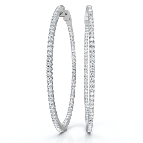 1 3/4Ct Diamond Inside Outside 2" Tall Hoops Earrings Lab Grown (E-F, VS)