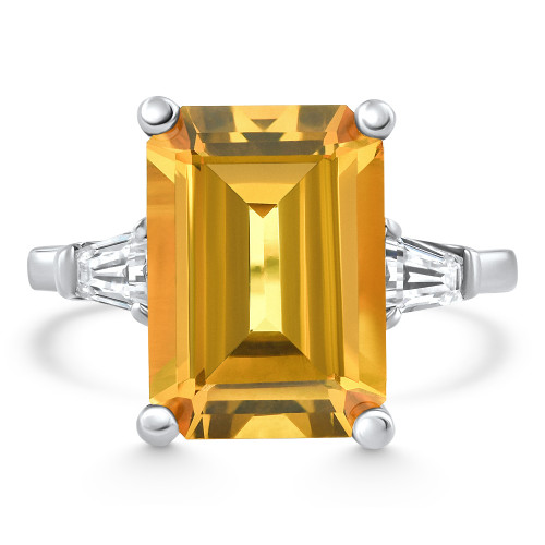 Citrine & Diamond Ring White Gold Lab Grown (E-F, VS)