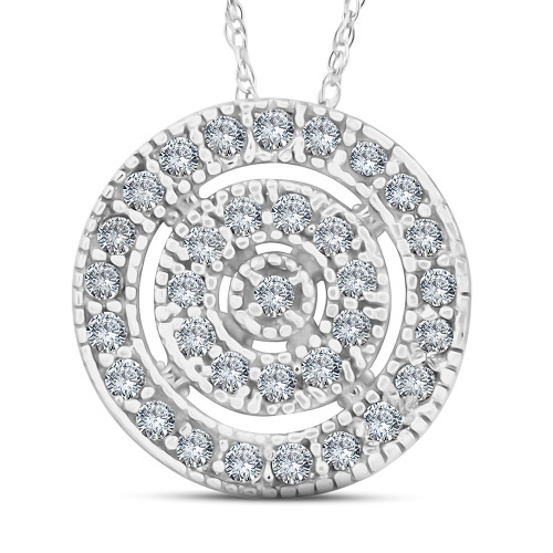 White Gold 3/8ct Filigree Pave Circle Antique Pendant (I-J, I1)