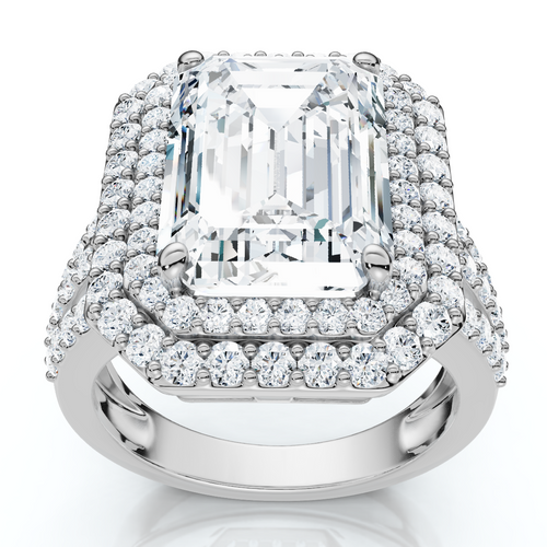 Certified 6Ct Aria Emerald Diamond Engagement Ring 14k Gold/Platinum Lab Grown (F-G, VS)