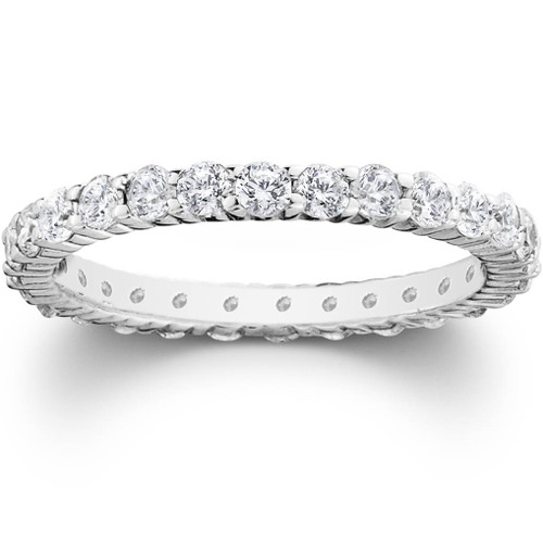 Platinum 1ct Prong Diamond Eternity Wedding Ring (G-H, I1)