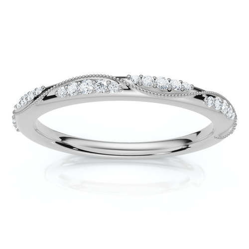 Camellia Diamond Wedding Ring 14k Gold or Platinum Lab Grown Stackable Band (E-F, VS)