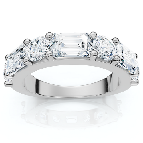 2.30Ct Emerald & Round Diamond Wedding Anniversary Ring 14k Lab Grown (E-F, VS)