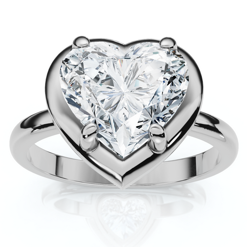 Certified 2 1/2Ct Heart Diamond Button Engagement Ring 14k Gold or Pt Lab Grown (F-G, VS)