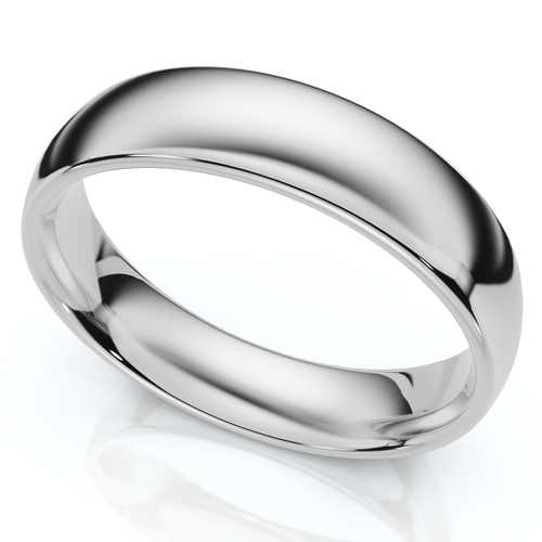 6mm Wide High Polished Wedding Band 950 Platinum Plain Dome Ring