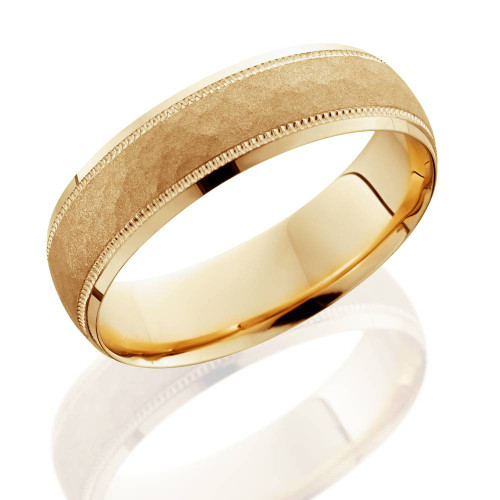 Hammered 6mm Wedding Band 10K Yellow Gold