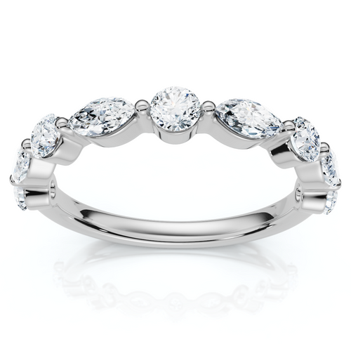 3/4Ct Marquise & Round Diamond Stacking Band 14k Gold or Platinum Lab Grown (E-F, VS)