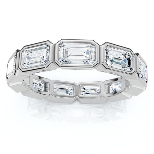 3Ct Emerald Cut Diamond East West Eternity Ring 14k Gold or Platinum Lab Grown (E-F, VS)