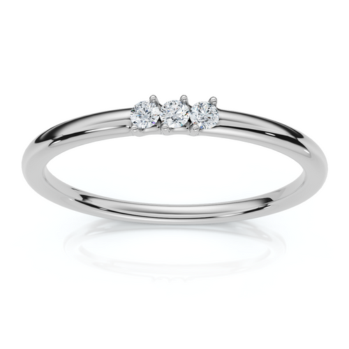 Delicate Diamond 3-Stone Minimalist Anniversary Wedding Ring 14k Gold Lab Grown (E-F, VS)