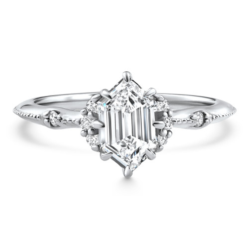 Certified 1 1/3Ct Elongated Hexagon Diamond Engagement Ring 14k Gold Lab Grown (D-E, VS)