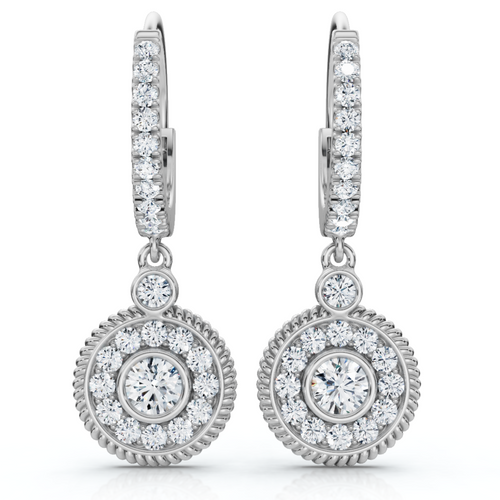 3/4Ct Dangle Diamond Earrings 1 1/10" Tall Lab Grown 14k Gold EF/VS (F-G, VS)