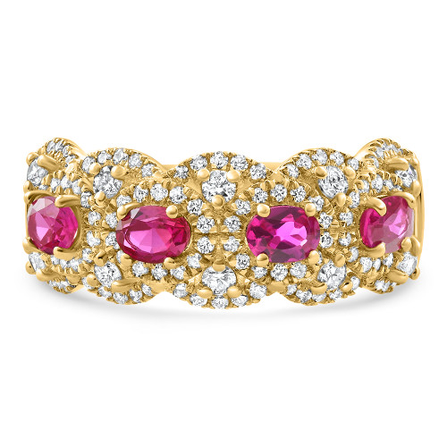 1.43Ct Ruby & Diamond Ring 10k Yellow Gold Lab Grown (E-F, VS)