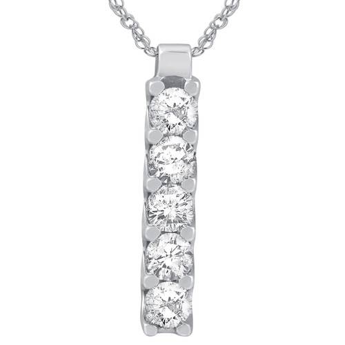 14K White Gold 1 1/4ct Journey Genuine Diamond Pendant (H-I, I1)
