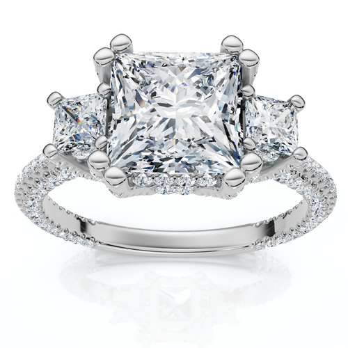 Certified 5Ct Michelle Princess Cut Diamond Engagement Ring 14k Gold Lab Grown (E-F, VS)