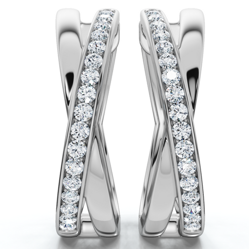 1/2Ct Diamond Hoops 1" Tall 10k Gold Lab Grown EF/VS (F-G, VS)