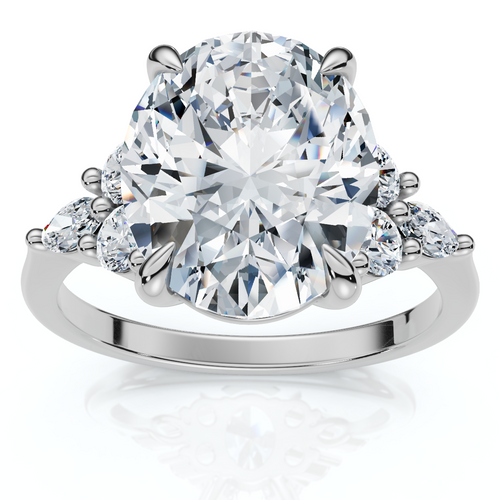 Certified 3 1/3Ct Versailles Oval Engagement Ring 14k Gold or Platinum Lab Grown (E-F, VS)