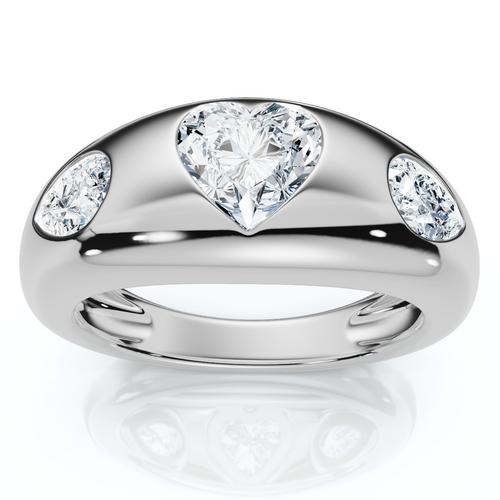1 3/10Ct Sloan Heart Shape Flush Set Diamond Dome Band 14k Gold Lab Grown EF/VS (E-F, VS)