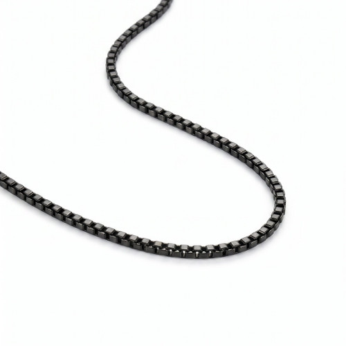 18" 14K Black Gold Italian Handmade Box Chain Necklace