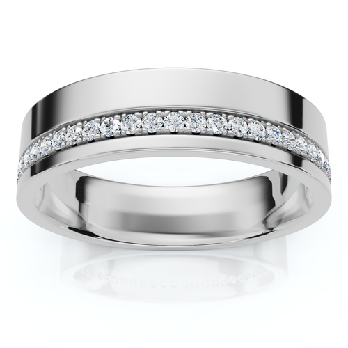 Men's Diamond Wedding Ring High Polished 14k Gold or Platinum Lab Grown (E-F, VS)