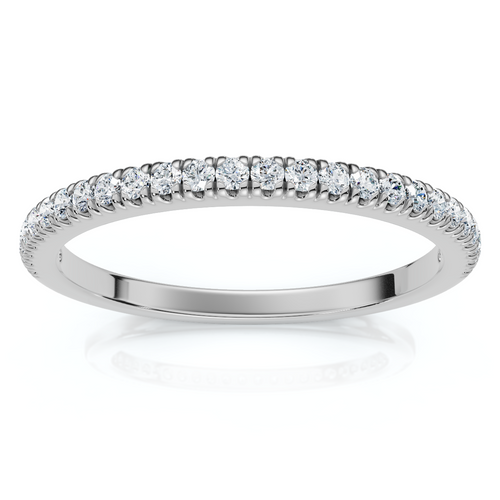 Pavé Diamond Thin Stackable Wedding Ring 14k Gold or Platinum Lab Grown EF/VS (E-F, VS)