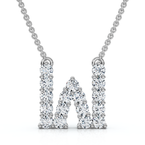 1Ct Diamond Initial "W" Pendant 14k Gold 18" Necklace Lab Grown 5/8" Tall (E-F, VS)