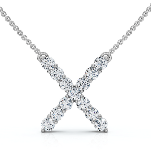 1Ct Diamond Initial "X" Pendant 14k Gold 18" Necklace Lab Grown 5/8" Tall (E-F, VS)