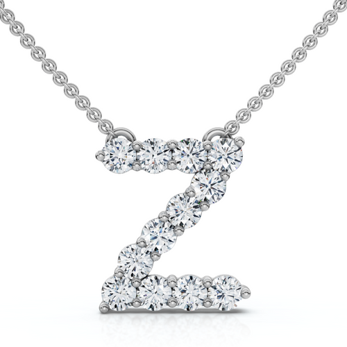 1Ct Diamond Initial "Z" Pendant 14k Gold 18" Necklace Lab Grown 5/8" Tall (E-F, VS)