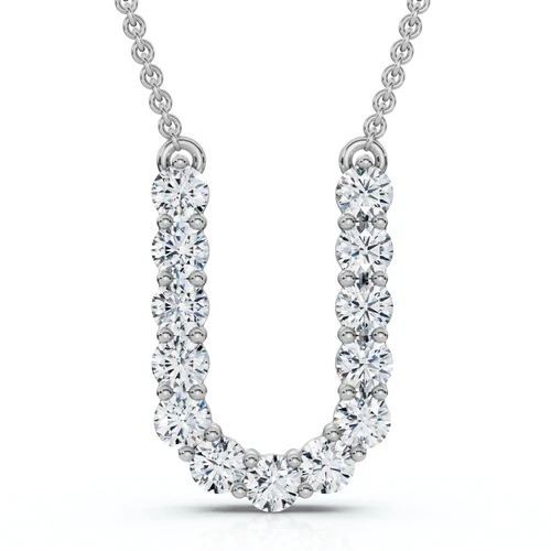 1Ct Diamond Initial "U" Pendant 14k Gold 18" Necklace Lab Grown 5/8" Tall (E-F, VS)
