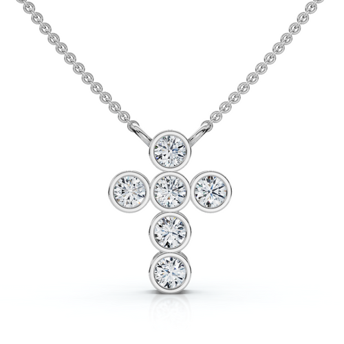 1/5Ct Diamond Cross Small Pendant Lab Grown 18" Necklace EF/VS (E-F, VS)