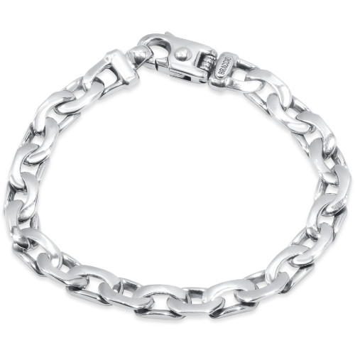 Braccio Men's 36 Gram Designed Link Solid Silver Bracelet 8.5"