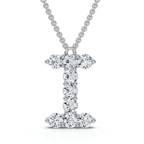 1Ct Diamond Initial "I" Pendant 14k Gold 18" Necklace Lab Grown 5/8" Tall (E-F, VS)