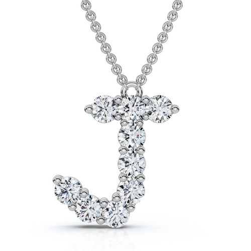 1Ct Diamond Initial "J" Pendant 14k Gold 18" Necklace Lab Grown 5/8" Tall (E-F, VS)