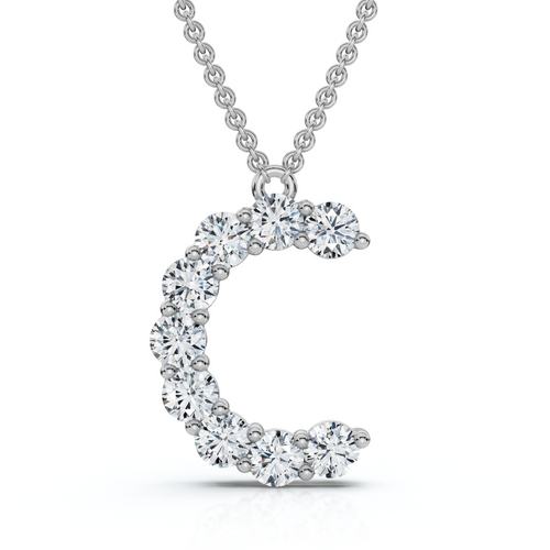 1Ct Diamond Initial "C" Pendant 14k Gold 18" Necklace Lab Grown 5/8" Tall (E-F, VS)