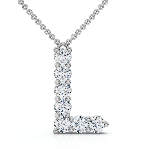 1Ct Diamond Initial "L" Pendant 14k Gold 18" Necklace Lab Grown 5/8" Tall (E-F, VS)
