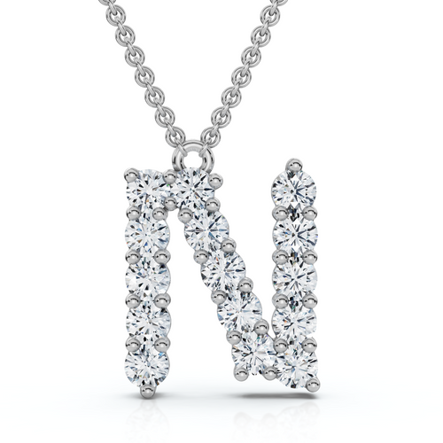 1Ct Diamond Initial "N" Pendant 14k Gold 18" Necklace Lab Grown 5/8" Tall (E-F, VS)
