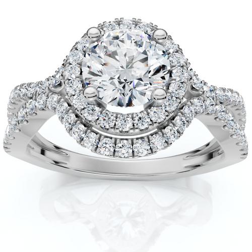 1 1/10Ct Lina Diamond Halo Engagement Ring 14k Gold or Platinum Lab Grown (E-F, VS)