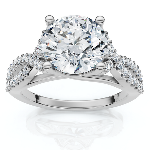Certified 2 1/2ct Diamond Crossover Engagement Ring 14K Gold of Pt Lab Grown (E-F, VS)