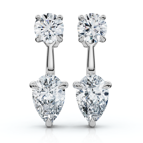 3Ct Diamond Studs & Earring Jackets 14k Gold Pear Shape Lab Grown (E-F, VS)