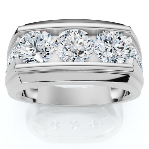 Men's 2Ct Diamond Accented Wedding Anniversary Ring 14k Gold Lab Grown FG/VS (F-G, VS)