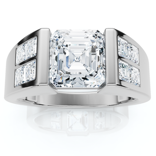 Certified 5.40Ct Men's Asscher Cut Diamond Ring 14k Gold Lab Grown (G-H, VS)