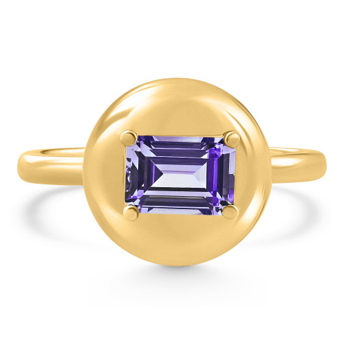 Candy Button 14k Yellow Gold Emerald Cut Amethsty Ring (, VS)