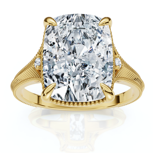 Certified 5Ct Taylor Elongated Cushion Engagement Ring 14k Yellow Gold Lab Grown (F-G, VS)