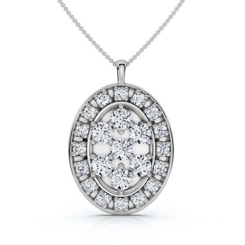 Certified 2 1/2Ct Oval Diamond Cluster Pendant 14k Gold Lab Grown (E-F, VS)