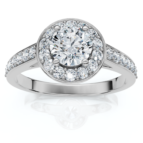 1Ct Diamond Halo Engagement Ring 14k Gold or Platinum Lab Grown EF/VS (E-F, VS)
