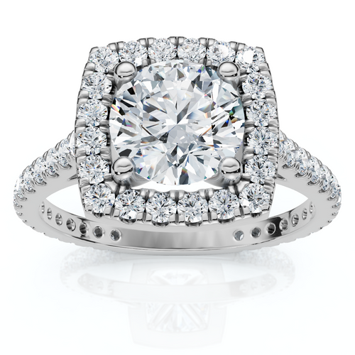 1 1/3Ct Round Halo Diamond Engagement Ring 14k Gold Lab Grown (E-F, VS)