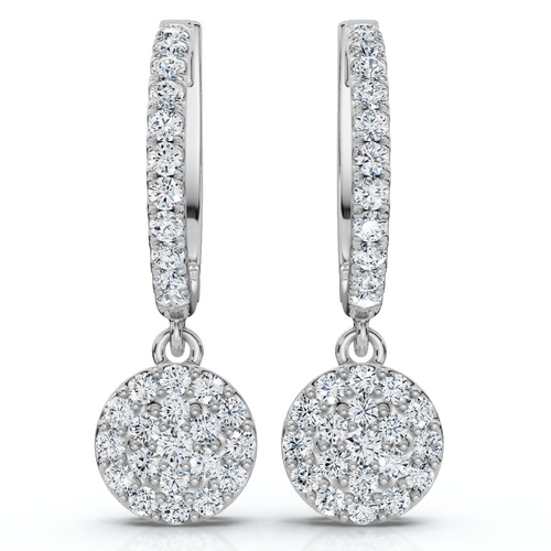 3/4Ct Drop Dangle Hoop Earrings 14k Gold Lab Grown EF/VS (F-G, VS)