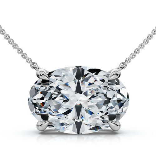 Certified 4Ct Diamond Oval Solitaire Pendant 14k Gold 18" Womens Chain Lab Grown (E-F, VS)