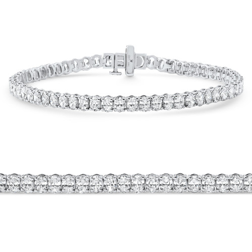 6Ct Oval Cut Diamond Tennis Bracelet 14k White Gold Lab Grown 7" (E-F, VS)
